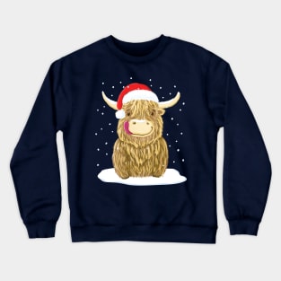 Scottish Highland Cow In The Christmas Snow Crewneck Sweatshirt